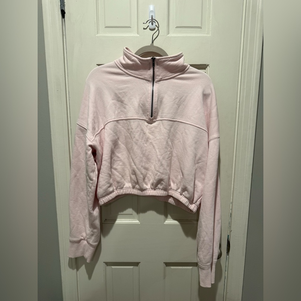 NIA light pink cropped quarter zip
